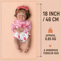 BAkwbwBY Poupée Reborn 18 Pouces Endormie Corps en Tissu Souple Yeux Fermés Cheveux Implantés Bébé Fille Réaliste Cadeau