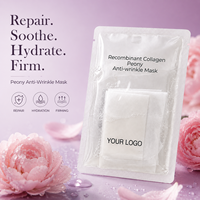Masker Wajah Ceramide Kolagen dengan Air Bunga Peony, Pengunci Kelembapan, Perbaikan, Perawatan Menenangkan untuk Kulit Sensitif dan Tidak Rata