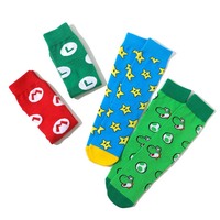 HY-998 nouveautés personnalisé hommes et femmes mode rue jeu sport haut Tube Skateboard unisexe vert dessin animé Mario chaussettes