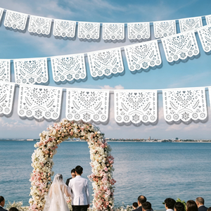 Guirnalda de Papel Picado Blanco de Plástico, Decoración Mexicana para Fiestas, Bodas, Día de <span class=keywords><strong>los</strong></span> Muertos, Restaurantes <span class=keywords><strong>Mexicanos</strong></span>, Celebraciones Festivas - Product Image 6