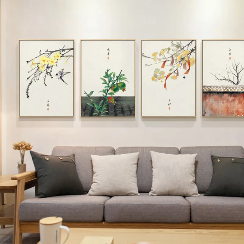 Poster Gaya Jepang Lukisan <span class=keywords><strong>Kanvas</strong></span> Cina 24 Jenis Festival Gambar Seni Dinding Lanskap untuk Ruang Tamu Kamar Tidur Dekorasi Rumah
