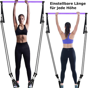 Bán buôn bán hàng nóng tập thể dục Phụ kiện thể hình tùy chỉnh di động Pilates Stretch Bar Kit Set với Resistance Bands - Product Image 3