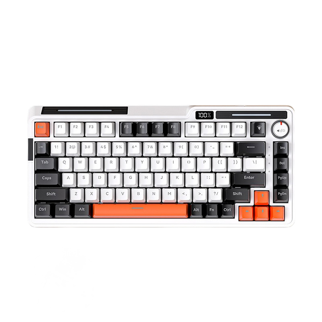 75% Mechanical Keyboard 82 Keys Hot Swappable 2.4G Wireless BT Wired RGB LED Screen Gaming Keyboard