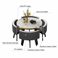 Hanyee Table à manger ronde moderne 4 chaises marbre couleur MDF dessus pliable pour salon cuisine hôtel ou table de réunion ensembles
