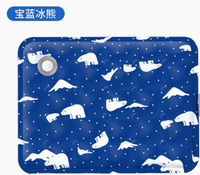 Tela laminada con estampado de oso polar azul real, 100% poliéster, impresa por transferencia de calor, para la producción de almohadillas de hielo.