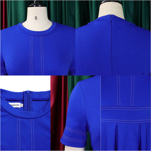 Ultimo Design Abiti Estivi da Donna Casual Eleganti a Vita Alta Linea A Tinta Unita a Maniche Corte Vestiti Africani - Product Image 5