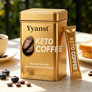 Café Keto Instantané Herbal Nourish Restore Énergie Naturelle Produits OEM Vente en Gros 10g*10 Sachets Boîte Métallique Dorée - Product Image 6