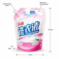 Pochette souple personnalisée imprimée, durable, recyclable, résistante aux produits chimiques, avec bec verseur, pour emballage de liquides, détergent lessive en aérosol et savon