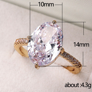 Anello da cocktail F766 in quarzo rosa a forma di goccia, placcato oro rosa, con pavé di cristalli, anello di fidanzamento da donna. - Product Image 6