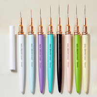 Ensemble de 5 pinceaux de nail art en plastique de style japonais pour l'airbrush, pour la peinture florale, le dessin et le pointillage, 8 couleurs, pour le marché international