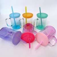 Entrepôt USA Ombre Jelly 15oz 17oz Tasses vierges transparentes à sublimation avec couvercle en plastique PP et paille Verres à boire de forme élégante