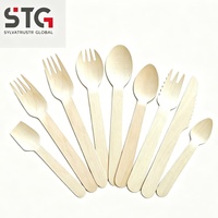 Ensemble de couteau, fourchette et cuillère en bois de bouleau de qualité alimentaire STG Classic 160 mm, taille personnalisée, OMD OME, biodégradable, certifié FSC, pour pique-nique en plein air