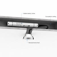 Kit d'éclairage d'urgence LED rechargeable à test automatique avec batterie Li-ion, capuchon de lampe en métal et tube en aluminium IP42