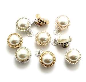 Bottoni in metallo e resina con chiodo singolo, 10MM 12MM 14MM, con texture perla, fiore antico, finitura bronzo dorato e argento liscio, per jeans - Product Image 4