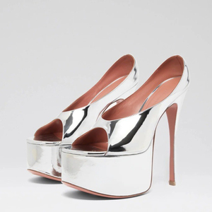 Sandales à plateforme épaisse et talons hauts fins, style personnalisé, à bout ouvert, sexy, pour femmes, grandes tailles 45, pour pieds larges - Product Image 3