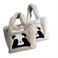 Sac à bandoulière en peluche grande capacité avec fermeture éclair, motif panda mignon, sac à main frais et doux, idéal pour les trajets automne/hiver