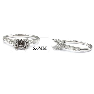 Bagues de fiançailles pour femmes design romantique personnalisé de qualité supérieure en or blanc massif 18 ct diamant véritable solitaire semi-monté - Product Image 2