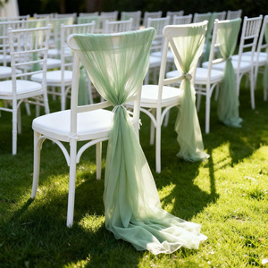 Fascia per sedia da matrimonio all'ingrosso in organza, decorazione per schienale sedia, fiocco in <span class=keywords><strong>tulle</strong></span>, coprisedia per banchetti hotel - Product Image 3