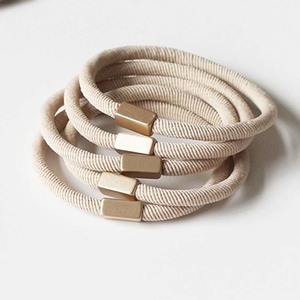 Élastique à cheveux en tissu, couleur unie, haute élasticité, usage quotidien, design quadrilatère AL-98 - Product Image 4