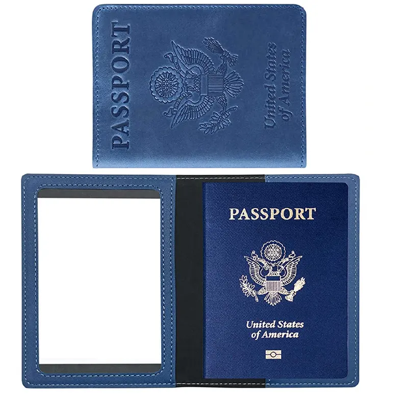 Anpassen des Logos USA Pass Cover Inhaber Pu Leder Karte Brieftasche