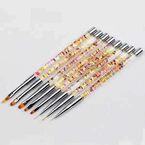 Pinceau à ongles en nylon rond plat pour gel, avec virole sertie, pour dégradé ombré, liner, manucure, salon, décoration d'ongles, outil de peinture - Product Image 3