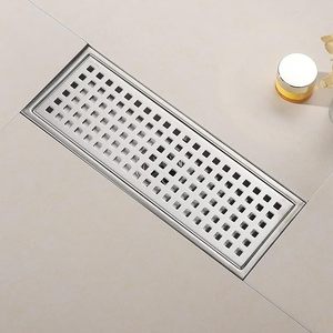 Grille de drain de <span class=keywords><strong>sol</strong></span> rectangulaire moderne en acier inoxydable 304 de 12x4 pouces avec couvercle amovible pour douche et baignoire - Product Image 1