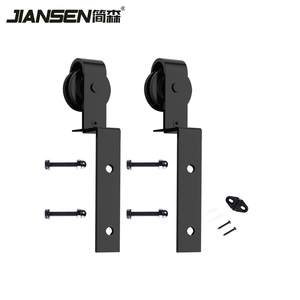 Kits de accesorios <span class=keywords><strong>para</strong></span> <span class=keywords><strong>puertas</strong></span> de madera, <span class=keywords><strong>herrajes</strong></span> deslizantes de derivación, Kit de rodillos negros, sistema de puerta corredera de <span class=keywords><strong>granero</strong></span> de acero al carbono <span class=keywords><strong>para</strong></span> puerta doble - Product Image 4