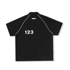 Chemise décontractée en jersey tricoté respirant à épaules tombantes, coupe ample, 100 % coton, à boutons, avec bande réfléchissante, fabrication OEM - Product Image 3