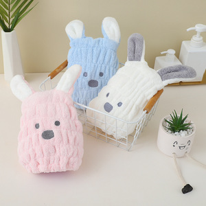 Serviette de bain pour enfants en polaire corail Jin Ao Rabbit Hair Drying Cap 20x25 cm - Product Image 3