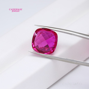 Cadermay Synthetic Rose Red Zircon Square Loose Stone For Jewelry Making - Product Image 4