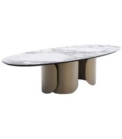 Ensemble table à manger ronde de luxe 12 places en marbre design en métal