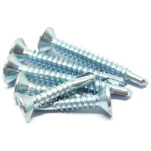 Trắng mạ kẽm rãnh ổ đĩa M3.5 Đầu phẳng tự khoan vít để lắp đặt cửa nhà để xe - Product Image 5