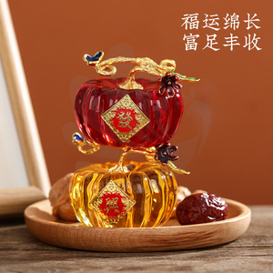 Adorno de cristal en forma de calabaza, rojo, verde, amarillo, Feng Shui, decoración de escritorio, regalo para el Año Nuevo Chino - Product Image 2
