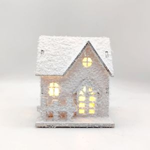 Uionen Light Up Wooden Snowflake House Cabin <b>Ornaments</b> Christmas Wooden Crafts Window Desktop Festive Home Decorations - Product Image 1