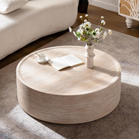 Table basse ronde en faux travertin, table centrale en MDF avec rebord surélevé pour salon, couleurs personnalisées