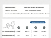 Harnais pour chat en maille polyester respirante avec réflecteur 3M, anti-évasion, boucle à dégagement rapide, hypoallergénique, durable pour la promenade des chiens