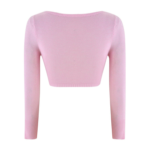 Của Phụ Nữ Siêu Crop Top Và loe Dệt Kim Quần 3/4 Chiều Dài Tay Áo Phía Trước <span class=keywords><strong>Bow</strong></span> Tie Top Gấp <span class=keywords><strong>Bow</strong></span> Trở Lại Cho Mùa Hè Hai Mảnh Thiết Lập - Product Image 6