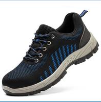 Chaussures de sécurité sportives en tissu noir pour hommes, avec embout en acier, antidérapantes, idéales pour le travail et la protection électrique