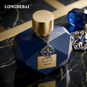 Factory Packaging Blue Perfume Glass <b>Bottle</b> <b>Empty</b> Crimp Pump <b>Spray</b> 30ml 50ml 100ml Perfume <b>Bottle</b> With Gold Zamac Cap - Product Image 5