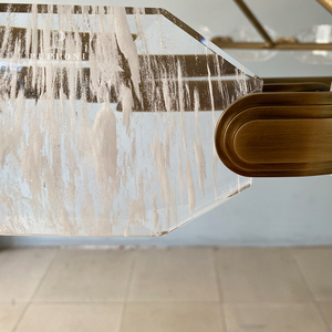 Lámpara de techo de cristal texturizado hecha a mano, anillo lineal, dos estilos, para sala de estar, comedor, villa. - Product Image 3