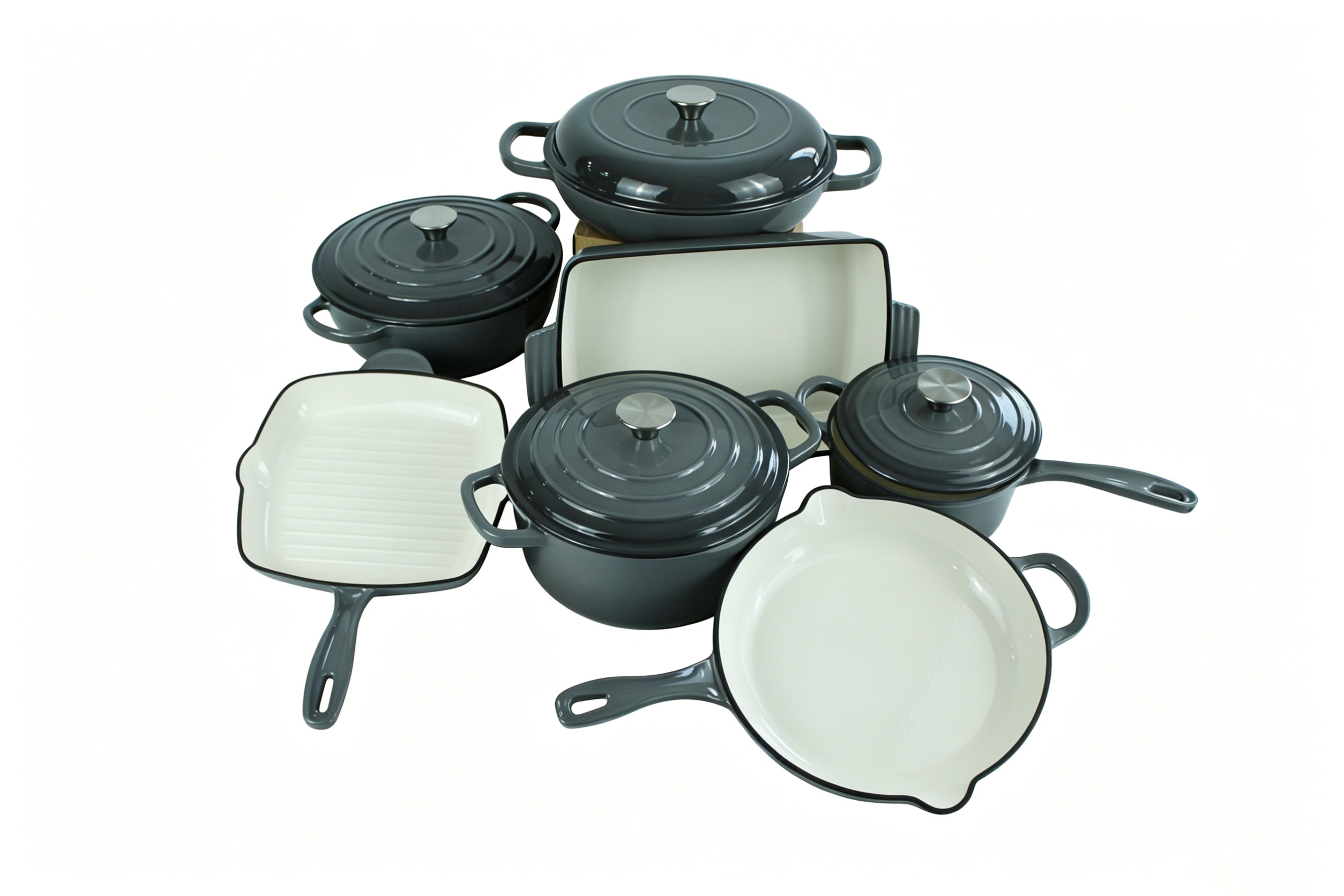 High Quality 7-Piece Enamel Cast Iron Cookware Set Skillet Casserole for Home Restaurant Cooking · image 2