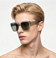 Lunettes de soleil unisexes tendance avec monture carrée en acétate vintage surdimensionnée, protection UV400, logo personnalisé, vente en gros