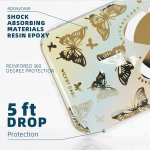 Coques de téléphone papillon à impression UV, antichoc, électro-plaquées, miroir, magnétiques, pour iPhone 16 15 14 13 12 11 Pro Max - Product Image 2