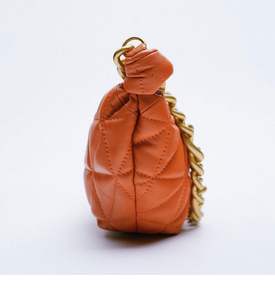 Nuevo diseño de moda tendencia naranja cinturón acolchado acrílico cadena Mini hombro mujer bolso hecho a mano - Product Image 6