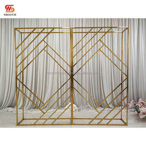 SMOOTH Customizable <b>Gold</b> Stainless Steel Geometric Rectangular Flower Frame Mirror Design Stand Removable Wedding <b>Decoration</b> - Product Image 1