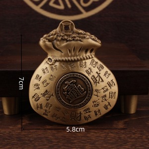 Bolsa de la Suerte, Bolsa de Dinero, Colgante Giratorio de Latón Macizo, Adorno de Regalo de Estilo Chino Retro - Product Image 3