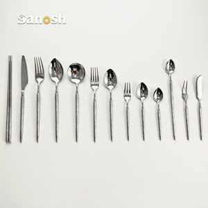 SANOSH Ensemble de <span class=keywords><strong>couverts</strong></span> de luxe en acier inoxydable 18/8, couteau, fourchette, cuillère, manche à motif perforé, finition miroir, pour l'hôtellerie - Product Image 3