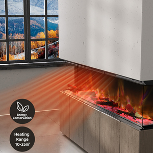 Foyer électrique intelligent pour la maison et l'hôtel avec télécommande Panneau de verre décoratif <span class=keywords><strong>3</strong></span> <span class=keywords><strong>faces</strong></span> intégré Simulation de flamme - Product Image 1