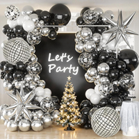 Kit d'arche de guirlandes de ballons ronds en latex noir et or 2026 pour le Nouvel An, imprimé en sérigraphie, fournitures de décoration de fête en gros