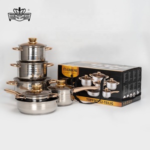 12 cái nấu ăn chậu và Chảo thép không gỉ vàng nấu ăn chậu nhà bếp Cookware sets kim loại nồi Set thả đồ nấu nướng - Product Image 1